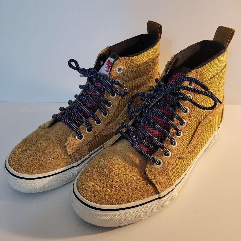 VANS Sk8 Men 5 Women 6.5 Tan Brown Suede High Top Skate Shoes Sneakers VGC‎